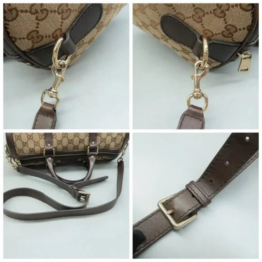100% Authentic GUCCI Boston Brown GG Cloth Satchel 586-092624 - Picture 8 of 12
